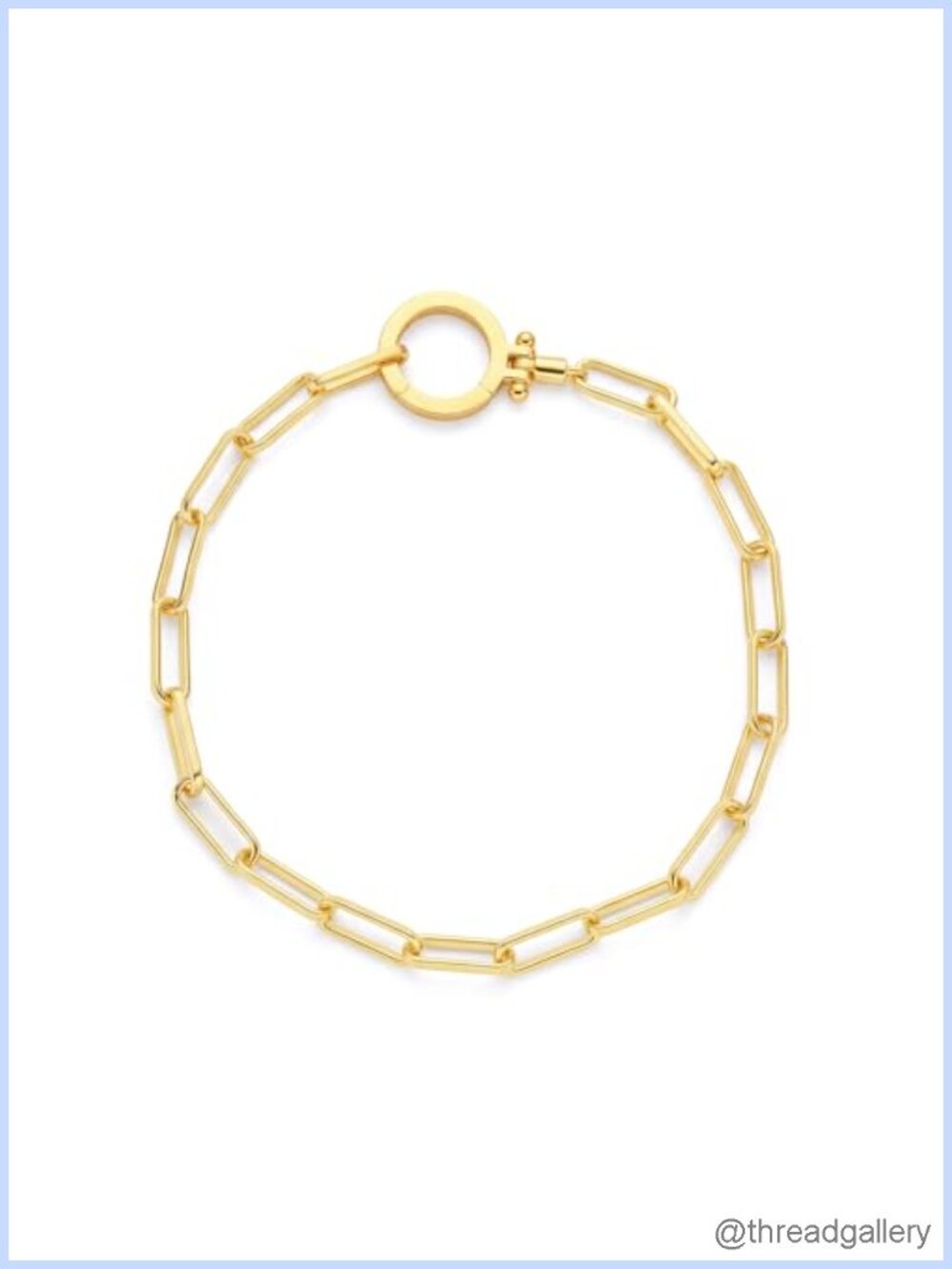 18K Gold Plated Brass Paperclip Chain Bracelet Adjustable